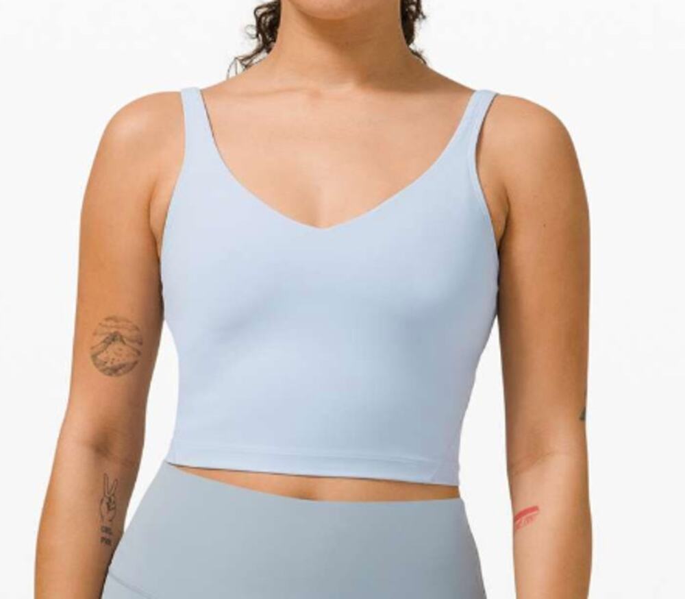 Lululemon Align Cropped Built In Bra Tank Top Blue Linen 8